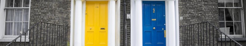 blue and yellow doors