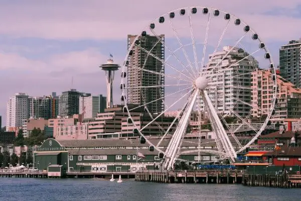 seattle, ferris wheel and space needle
